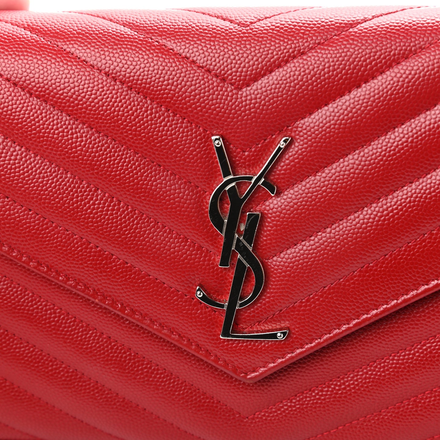 Grain De Poudre Matelasse Chevron Monogram Chain Wallet Rouge Eros