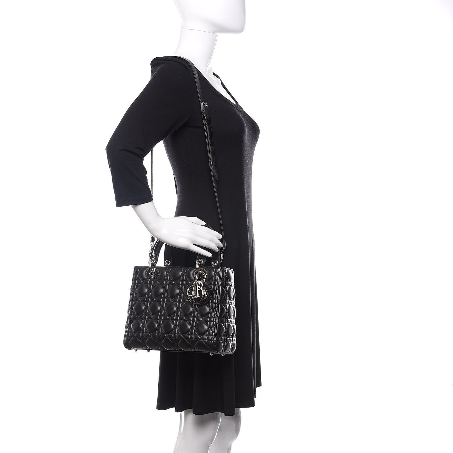 Lambskin Cannage Medium Lady Dior Black