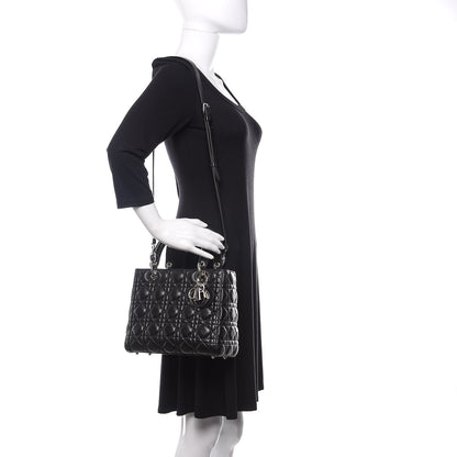 Christian Dior Lambskin Cannage Medium Lady Dior Black 3 of 11