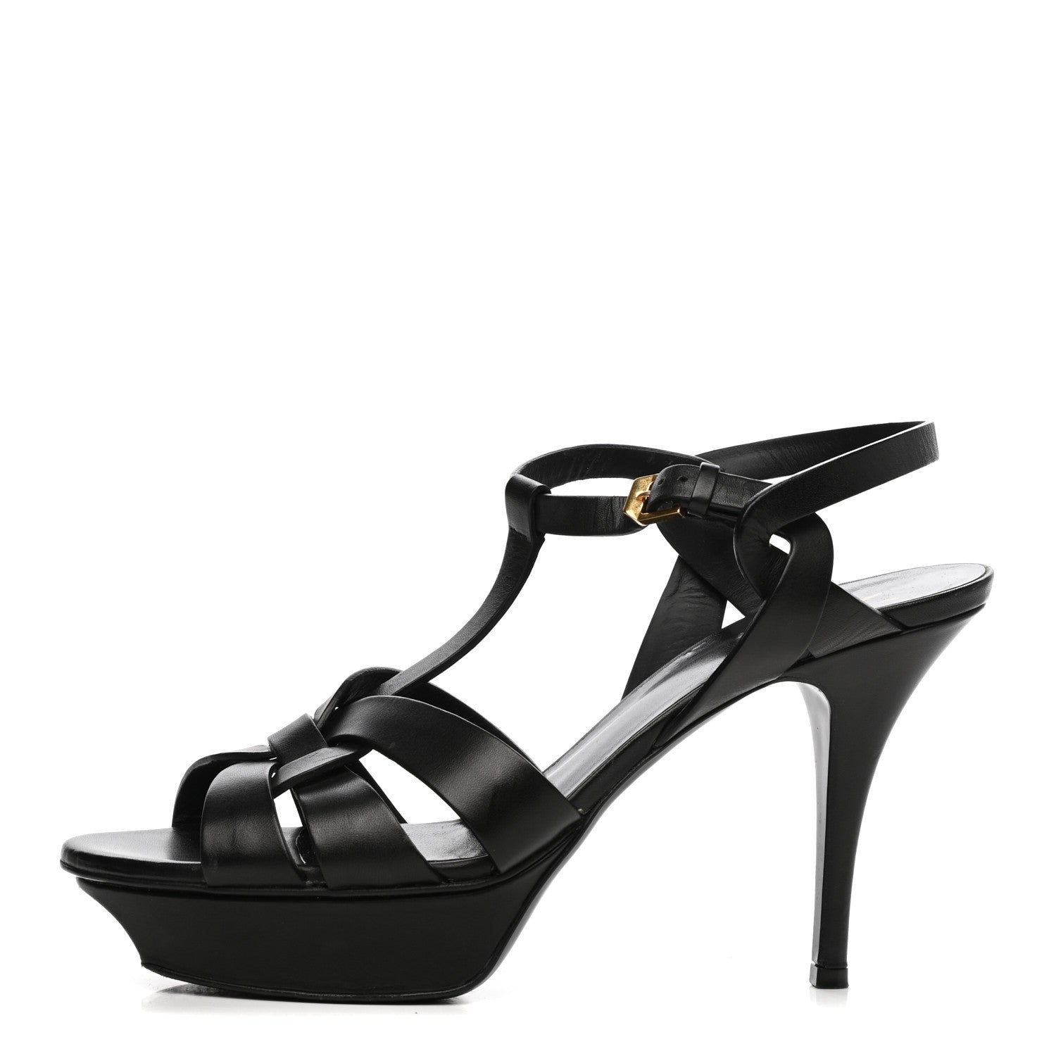 Saint Laurent Calfskin Tribute 75 Platform Sandals 40 Black 1 of 8