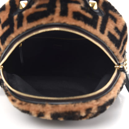 Fendi Shearling Macro FF 1974 Mini Backpack Tobacco Black 5 of 9