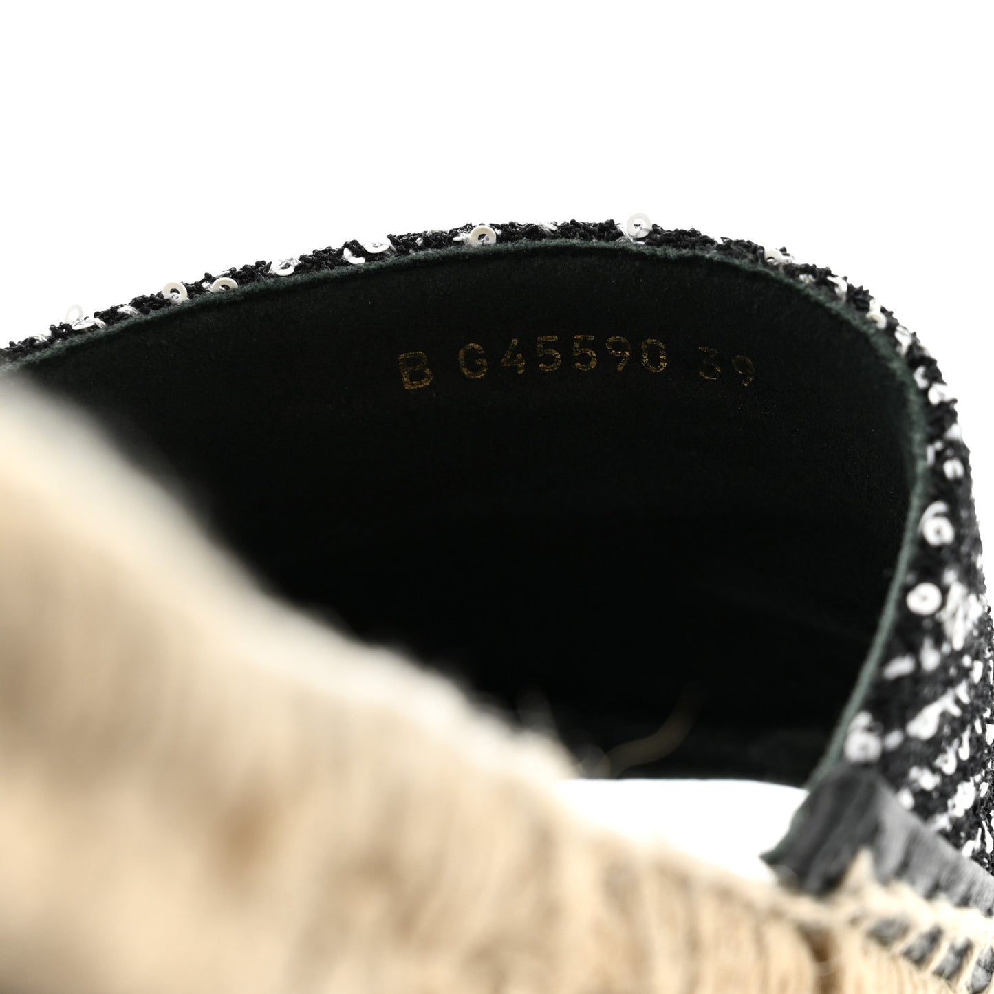 Wool Laminated Lambskin CC Slide Sandals 39 Black Gold