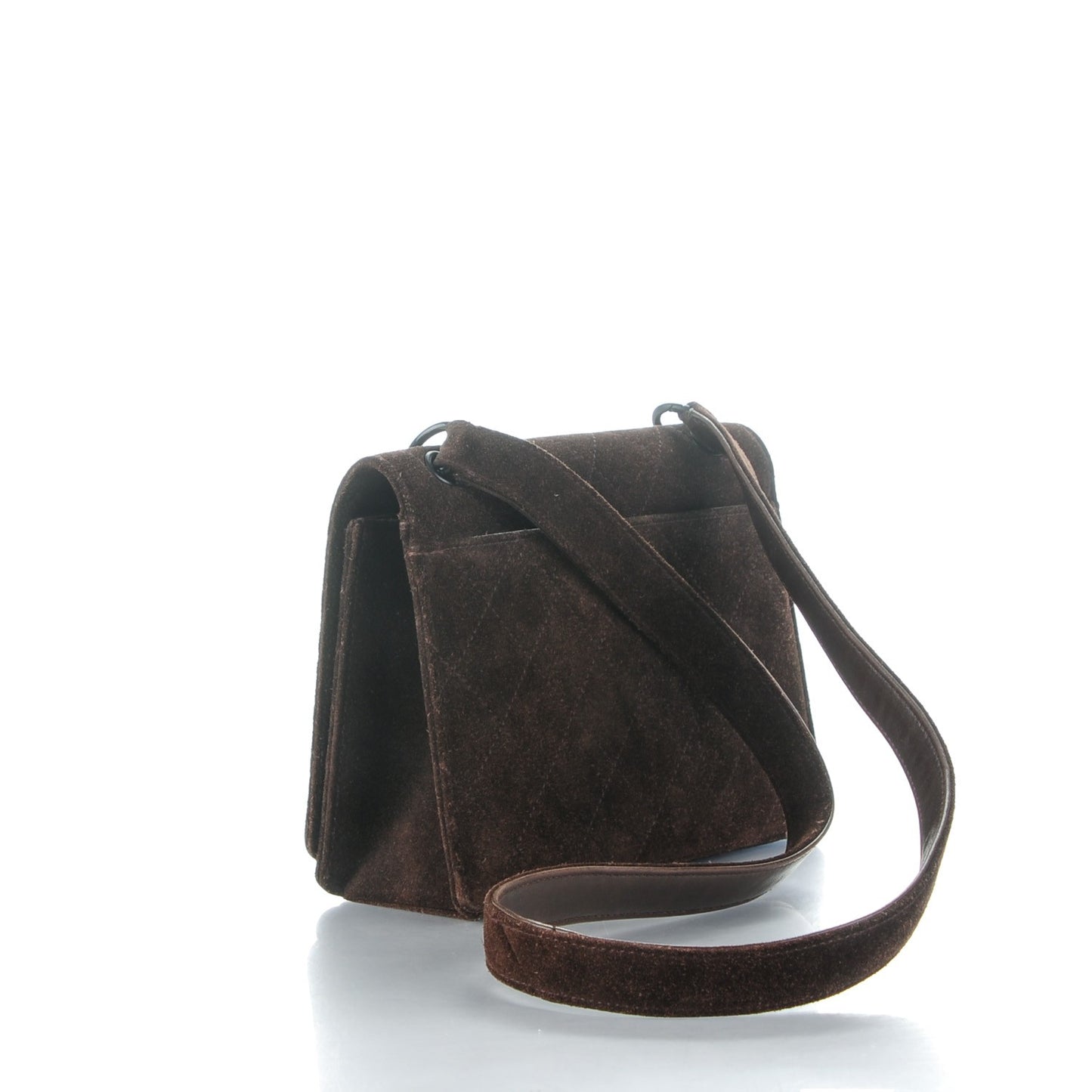 Suede Quilted Flap Bag Brown