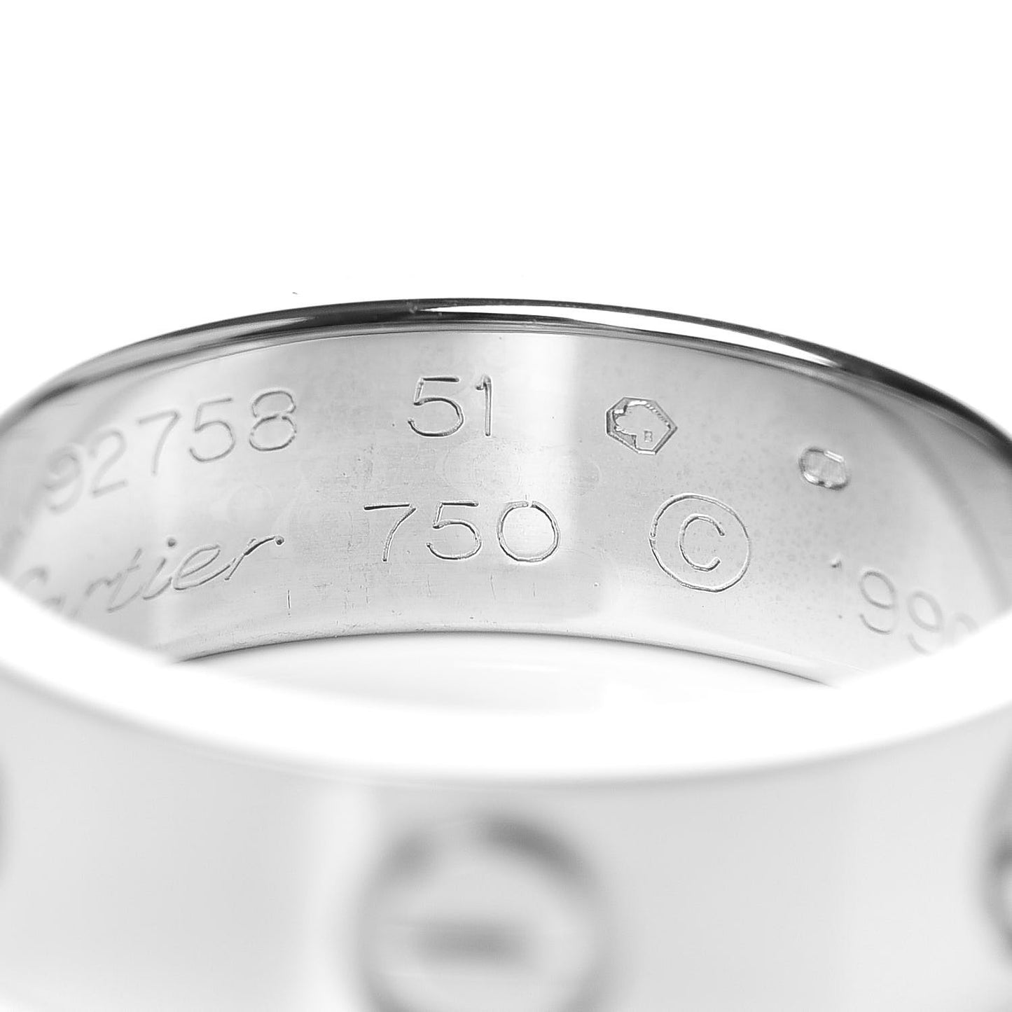 18K White Gold 5.5mm LOVE Ring 51 5.75