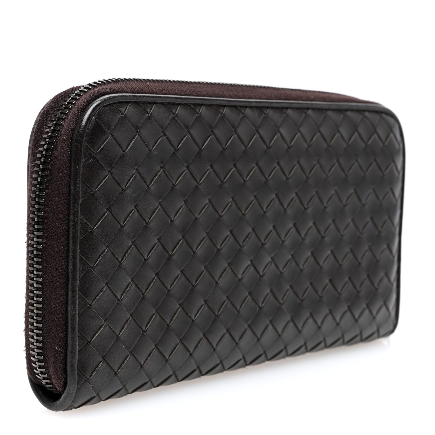 Bottega Veneta Nappa Intrecciato Zip Around Wallet Ebano 3 of 6