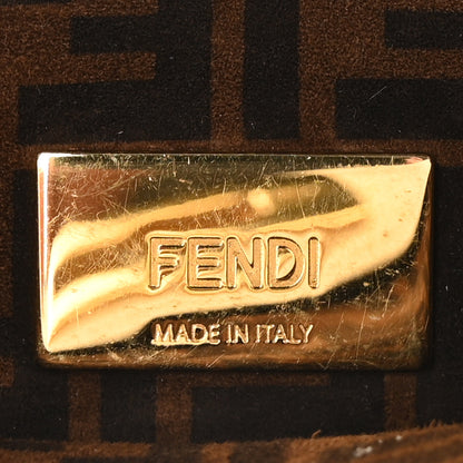 Fendi Vitello Seta Suede FF Mini Peekaboo Iconic Satchel Uovo Sigaro Marrone 6 of 10