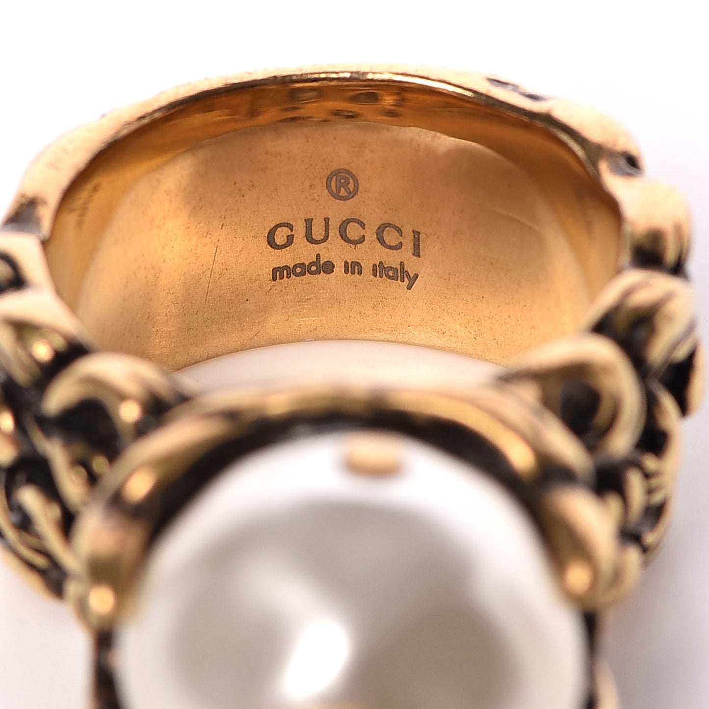 Metal Pearl Ring 15 55 Aged Gold