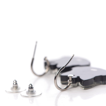 Chanel Resin Emoji Robot Cat Dangle Earrings Black Iridescent Grey 3 of 5