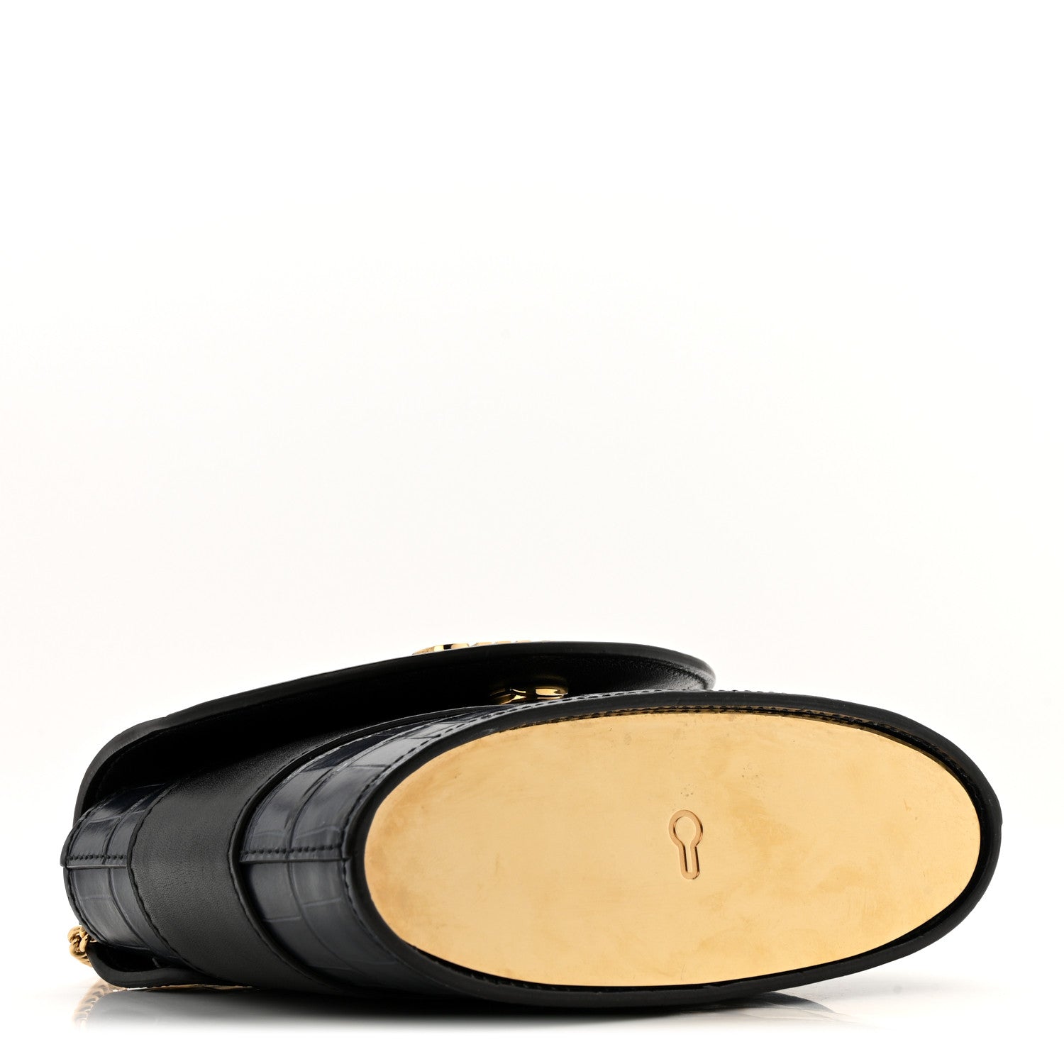 Chloe Calfskin Crocodile Embossed Small Aby Lock Full Blue 4 of 14