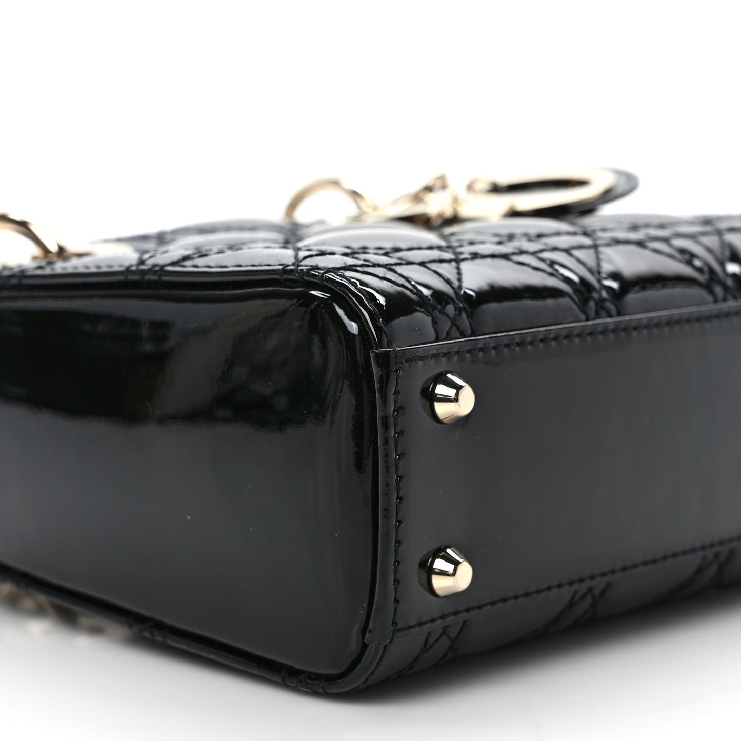 Patent Cannage Mini Lady Dior Black