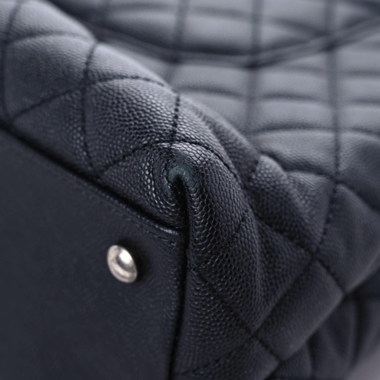 Caviar Lizard Quilted Large Coco Handle Flap Black