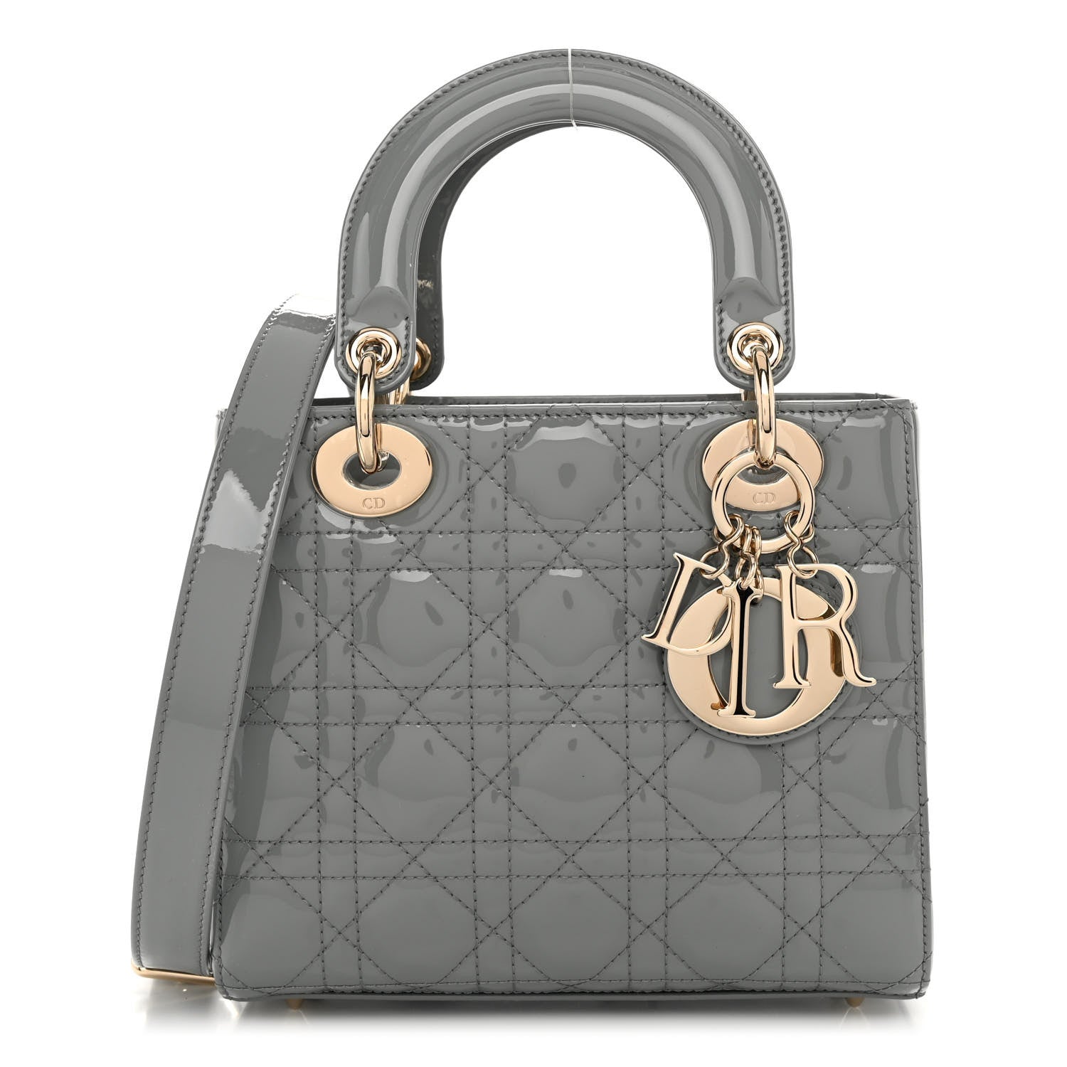Christian Dior Patent Cannage Small Lady Dior Grey Stone 1 of 9