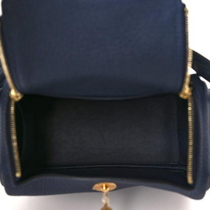 Hermes Taurillon Clemence Mini Lindy 20 Bleu Nuit 5 of 9