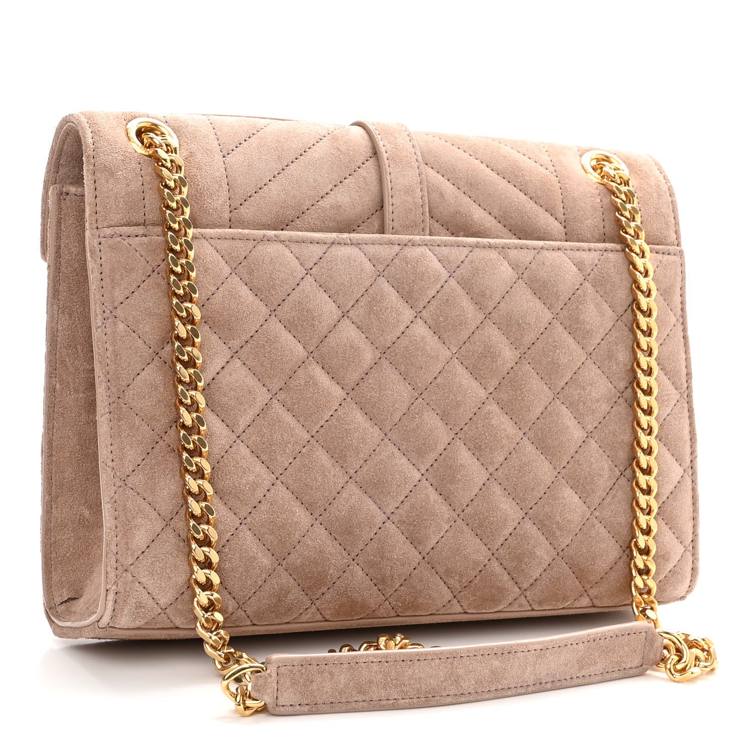 Saint Laurent Suede Mixed Matelasse Triquilt Medium Monogram Envelope Satchel Rosy Sand 3 of 9