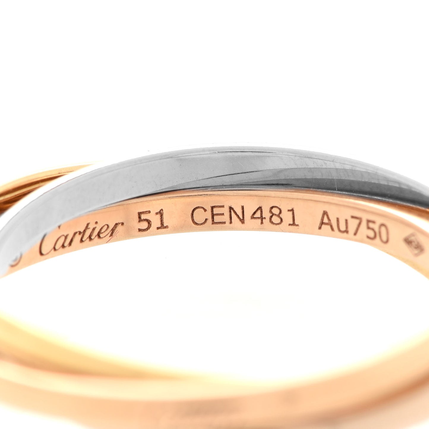 18K Pink Yellow White Gold Extra Small Trinity Ring 51 5.75