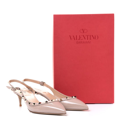 Valentino Garavani Patent Rockstud Half D'Orsay Slingback 50mm Pumps 39 Poudre 14 of 14