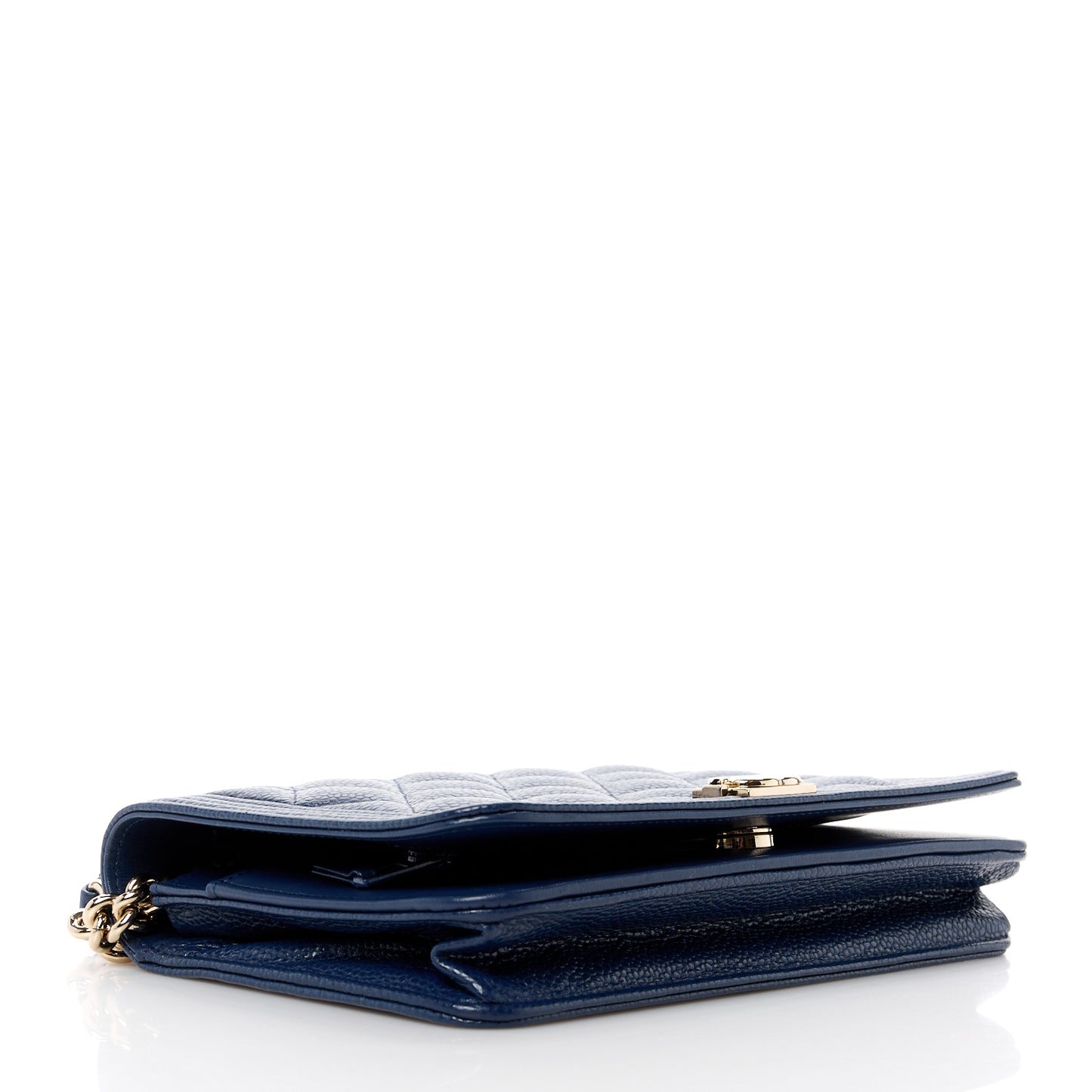 Caviar Quilted Boy Wallet On Chain WOC Navy