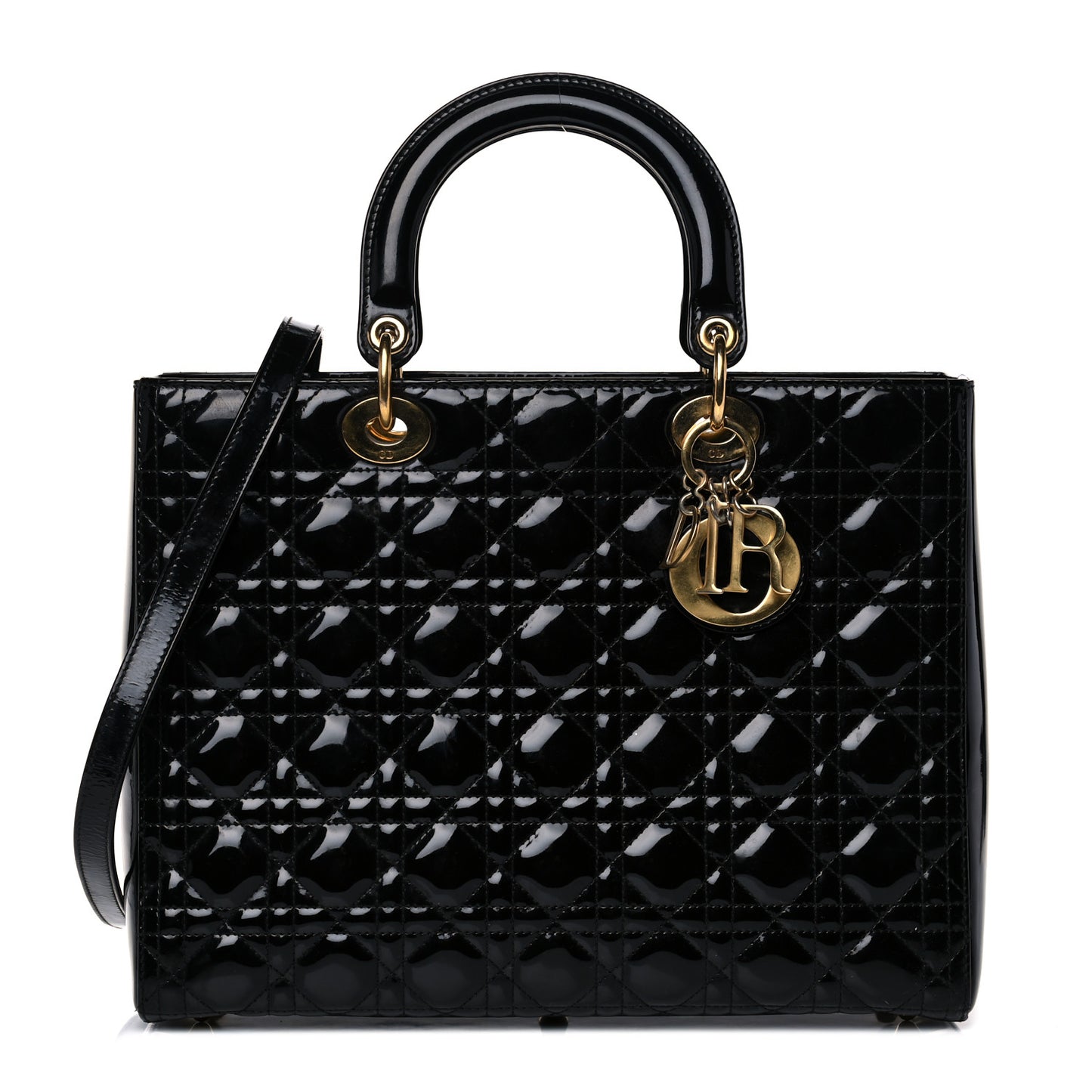 Patent Cannage Large Lady Dior Black