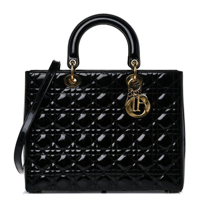 Christian Dior Patent Cannage Large Lady Dior Black 1 of 12