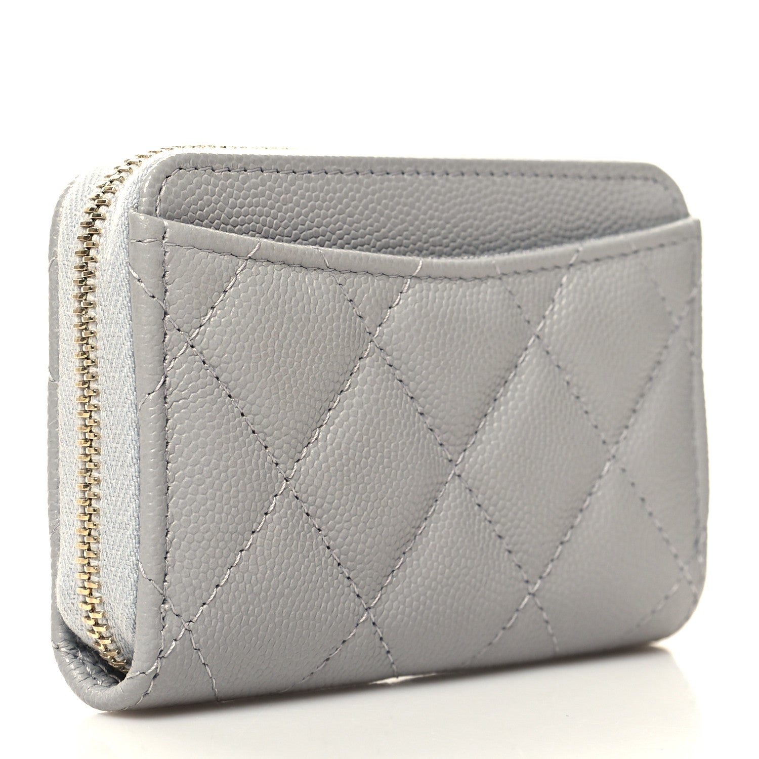 Chanel Caviar Quilted Zip Coin Purse Grey 3 of 9