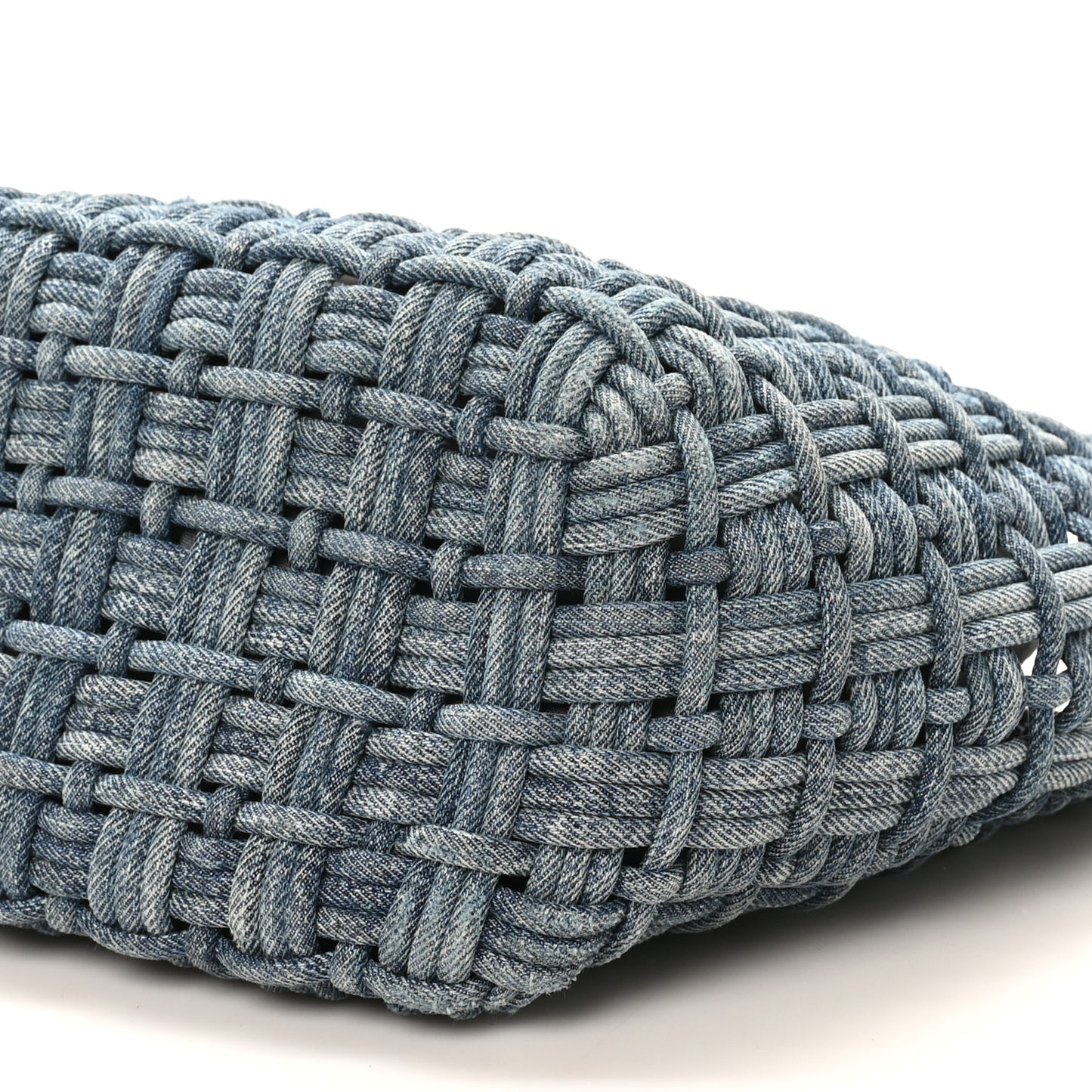 Washed Frayed Denim Braided XS Bistro Basket Blue