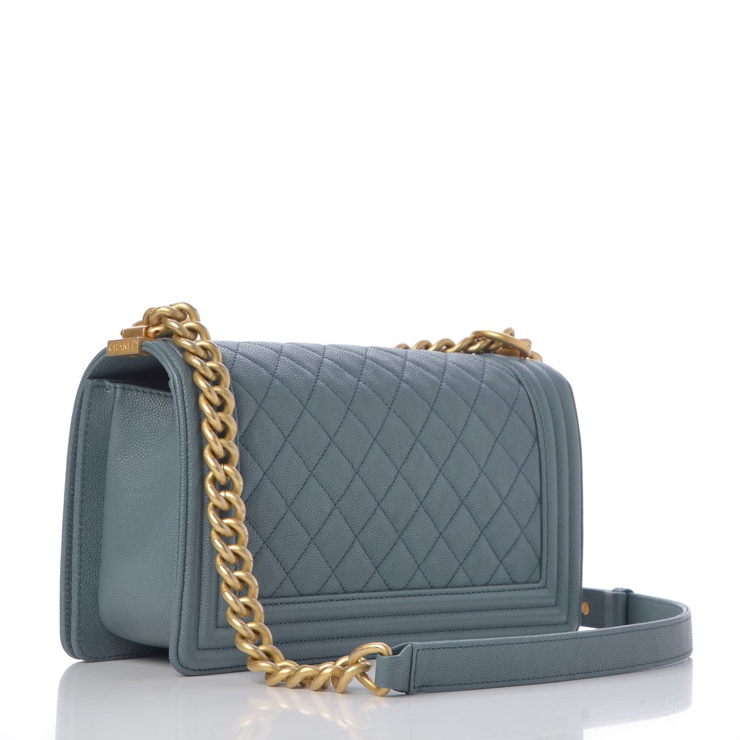 Caviar Quilted Medium Boy Flap Blue