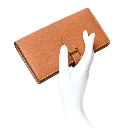 Hermes Epsom Bearn Gusset Wallet Gold 2 of 12