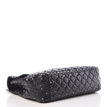 Valentino Garavani Craquele Nappa Large Rockstud Spike Shoulder Bag Black 4 of 7
