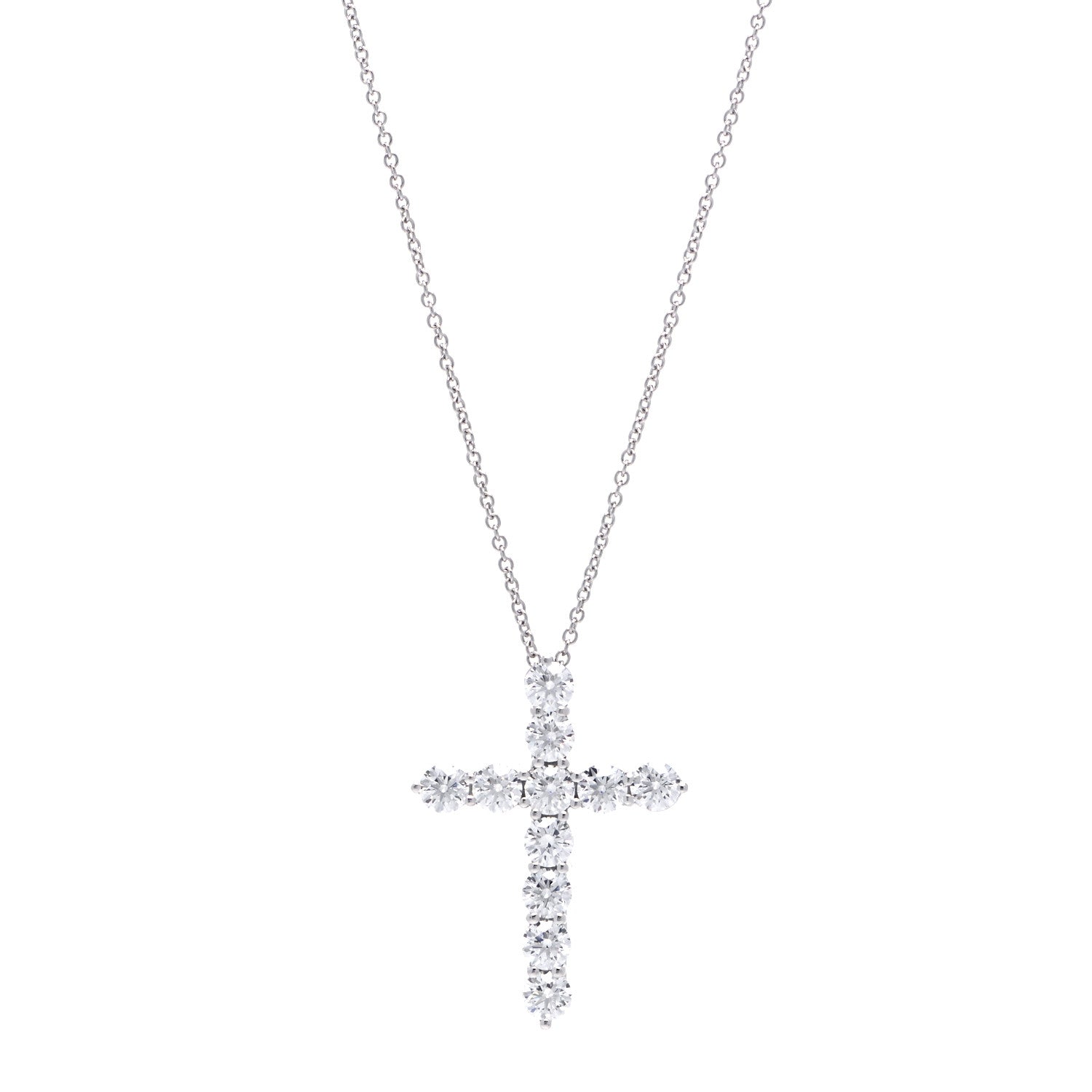 Tiffany Platinum Diamond Large Cross Pendant Necklace 1 of 6