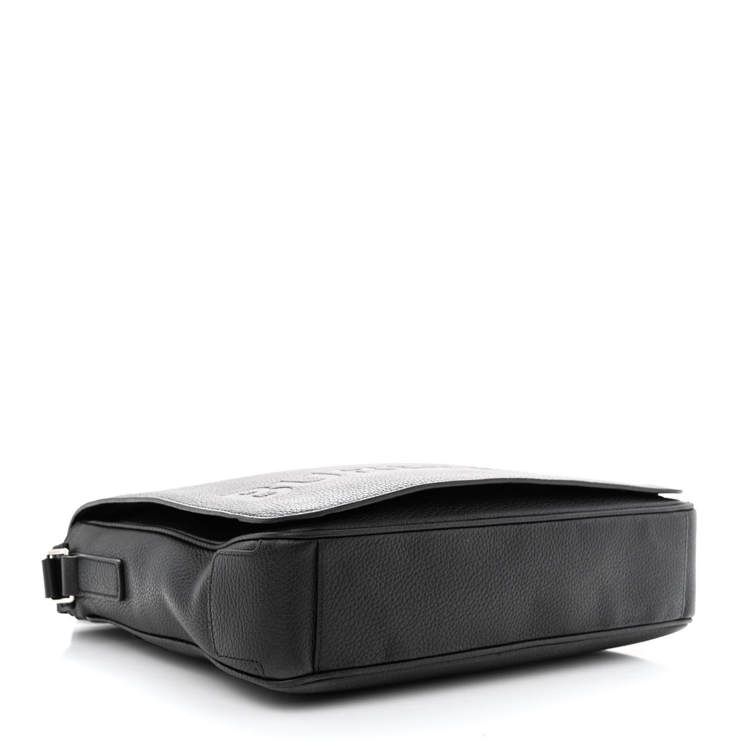 Grainy Calfskin Embossed Bruno Messenger Black