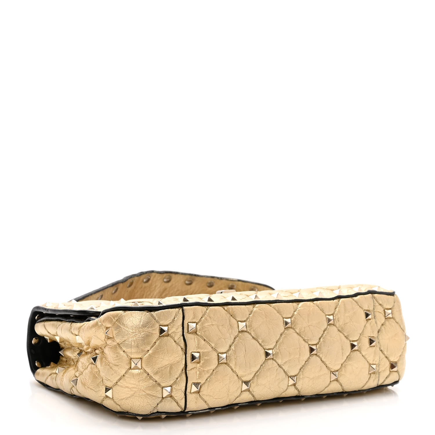 Valentino Garavani Metallic Wrinkled Lambskin Small Rockstud Spike Shoulder Bag Platino 3 of 11