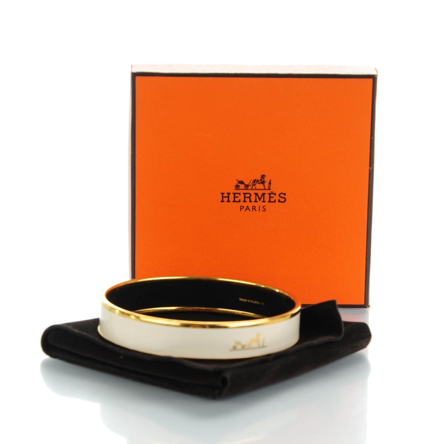 Enamel Printed Caleche Medium Bracelet 70 Craie