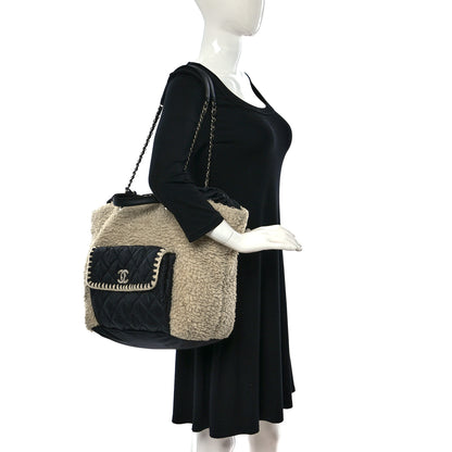 Chanel Wool Nylon Quilted Coco Neige Tote Black Ecru 2 of 18