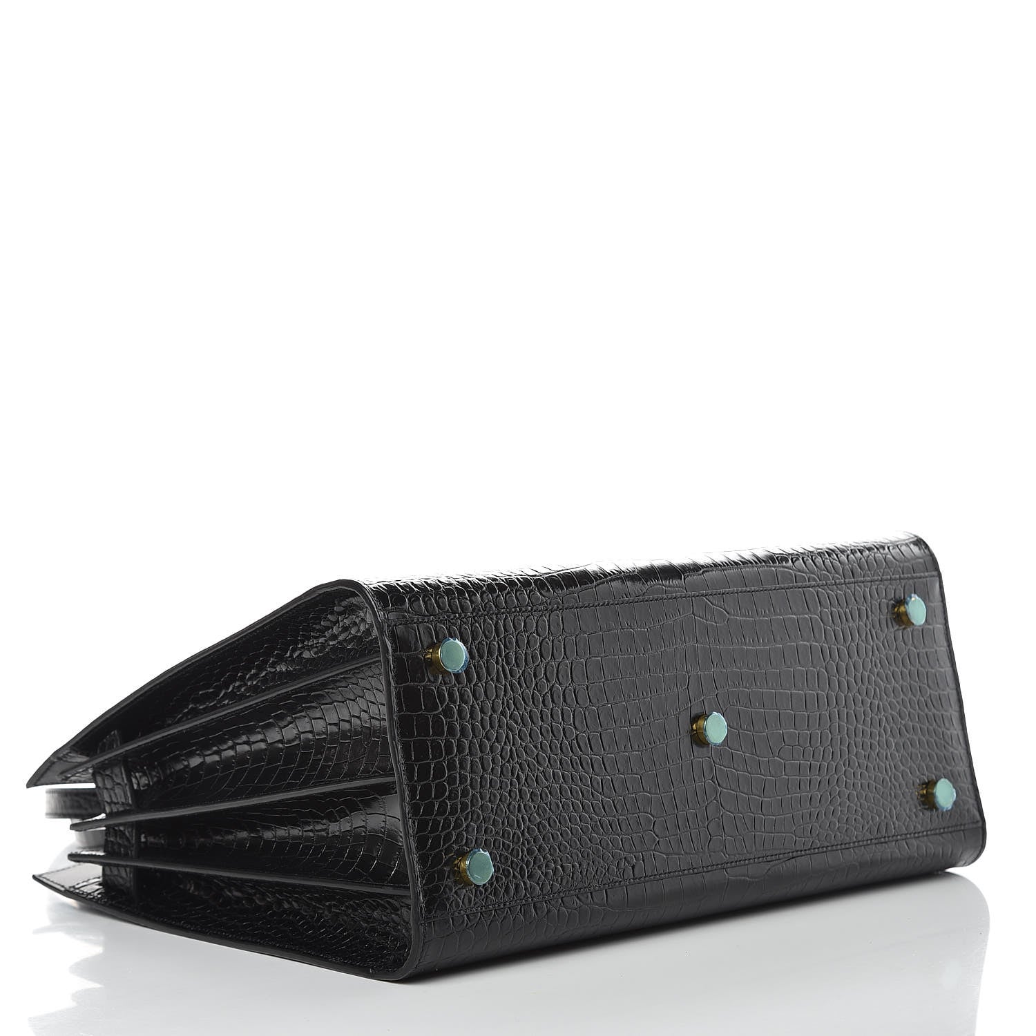 Saint Laurent Calfskin Crocodile Embossed Small Sac de Jour Black 4 of 8