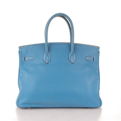 Hermes Taurillon Clemence Birkin 35 Blue Jean 4 of 33
