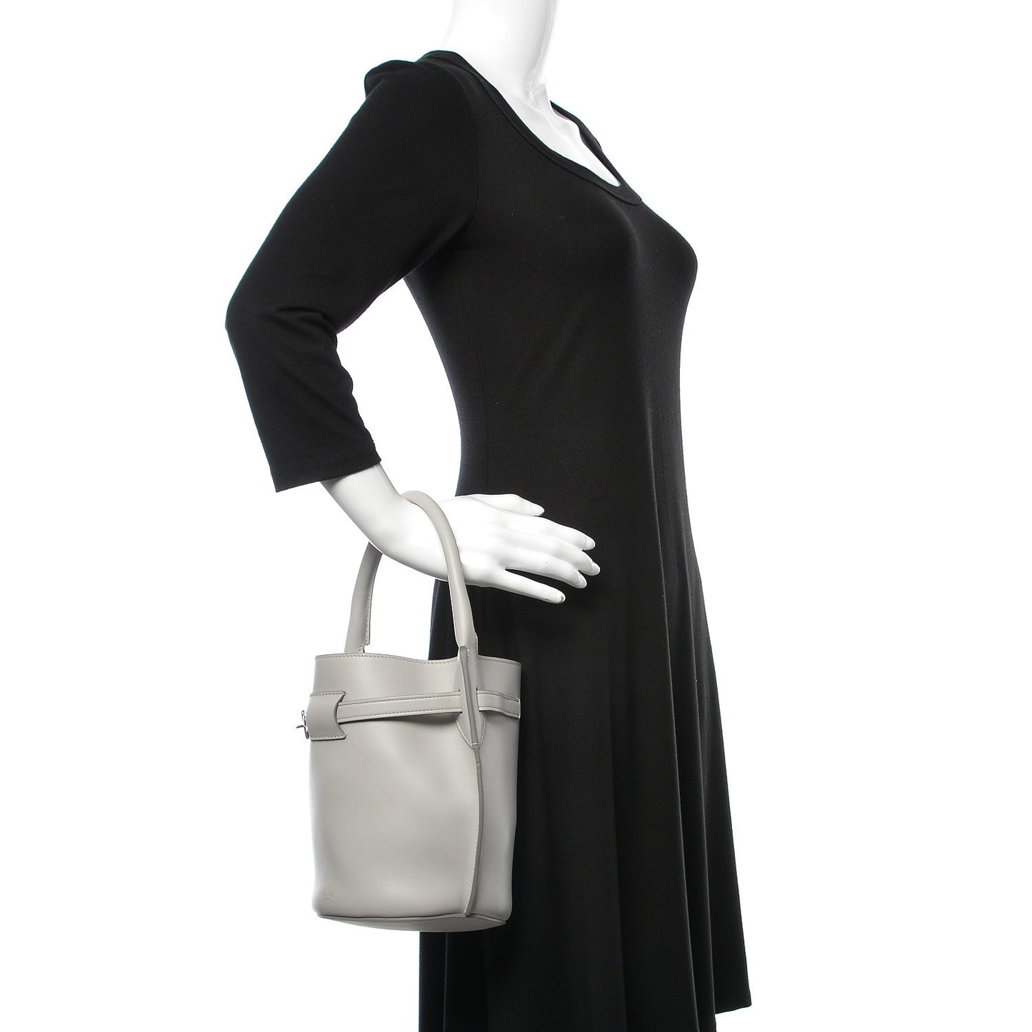 Smooth Calfskin Nano Big Bag Bucket Light Grey