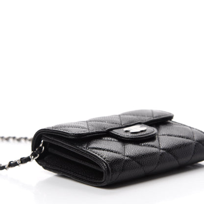 Chanel Caviar Quilted Flap Card Holder On Chain Black 6 of 12