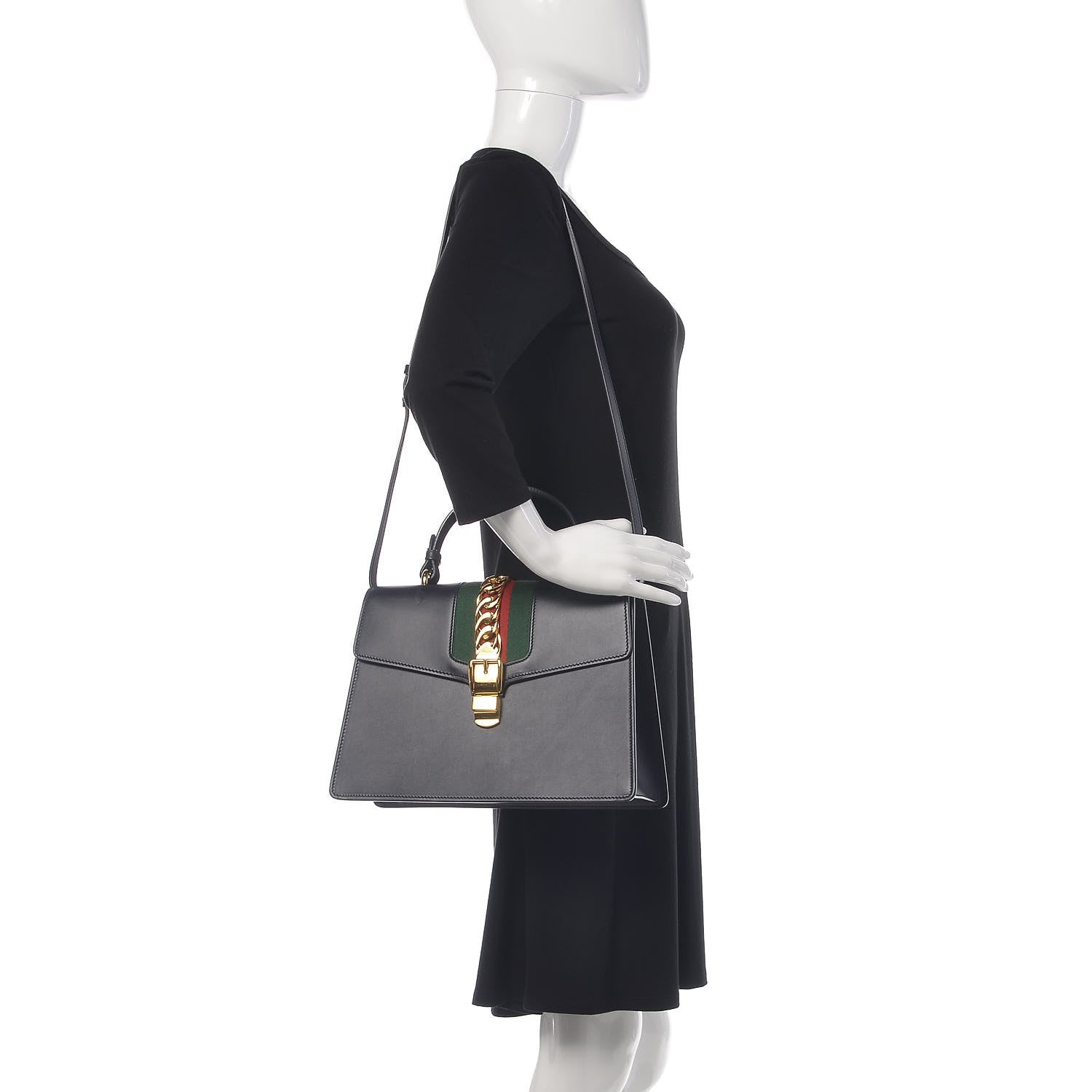 Gucci Calfskin Medium Sylvie Top Handle Bag Blue 2 of 12