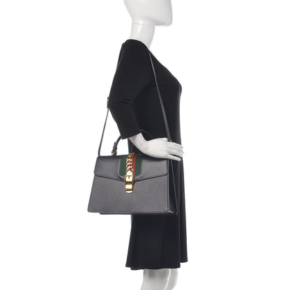Gucci Calfskin Medium Sylvie Top Handle Bag Blue 2 of 12