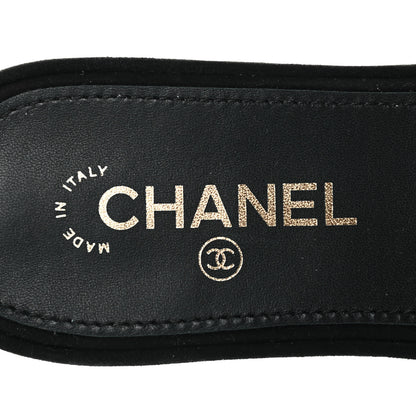 Chanel Pearl Embroidery CC Mules 38 Black White 7 of 9