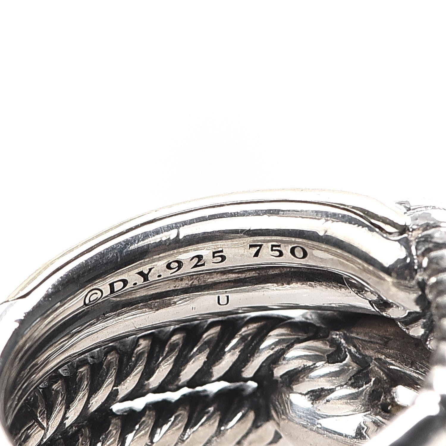 David Yurman Sterling Silver Yellow Gold Double Loop Labyrinth Ring 51 5.75 4 of 4