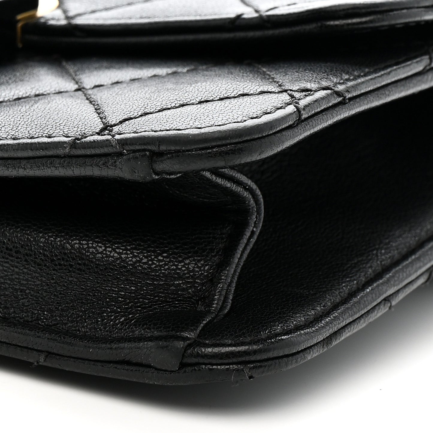 Sheepskin Quilted Mini Beauty Lock Flap Black