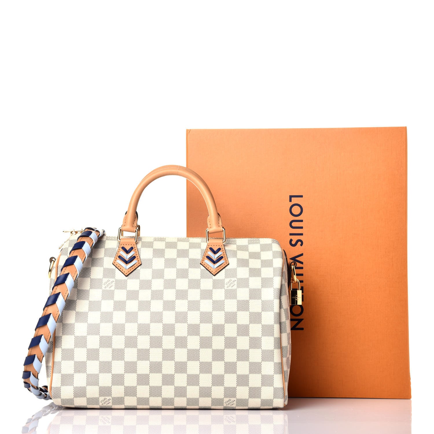 Louis Vuitton Damier Azur Braided Speedy Bandouliere 30 Blue 10 of 11