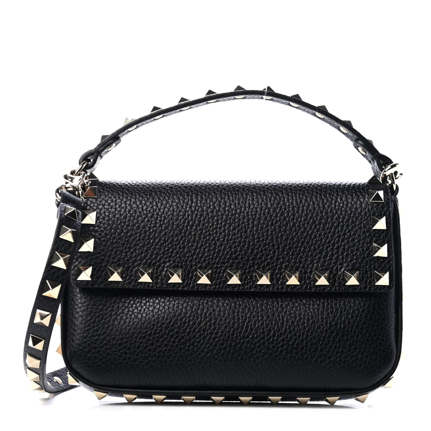 Valentino Garavani Grainy Calfskin Rockstud Crossbody Pouch Black 1 of 4