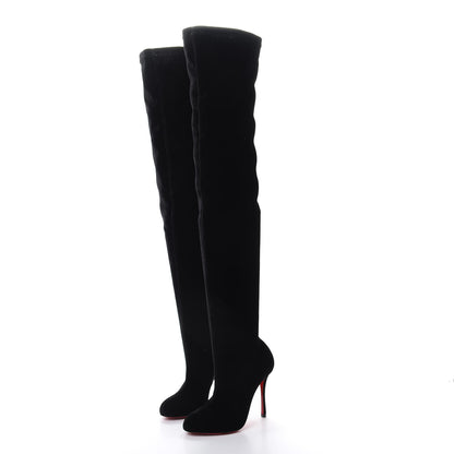 Christian Louboutin Velvet Classe 100 Stretch Over The Knee Boots 37 Black 3 of 9
