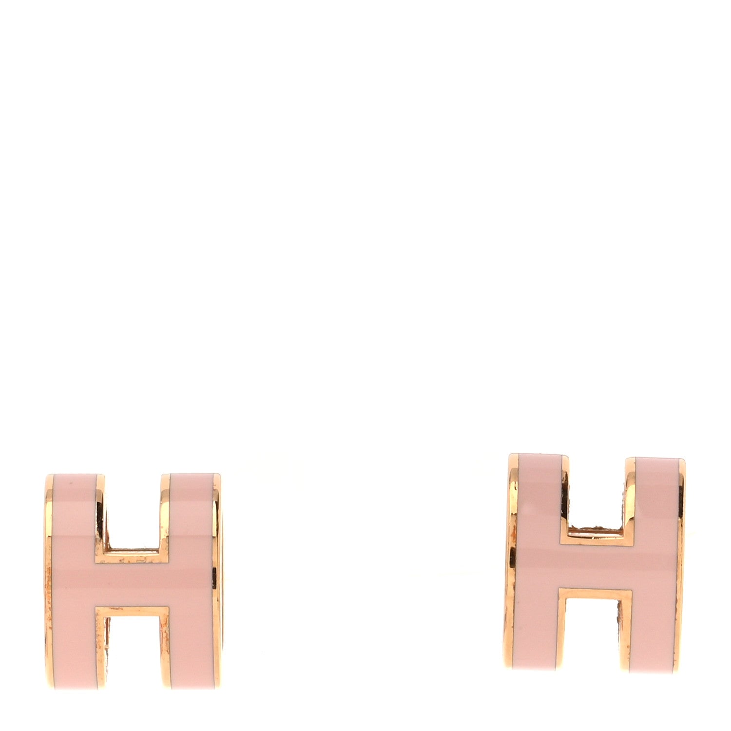 Hermes Rose Gold Lacquered Mini Pop H Earrings Rose Dragee 1 of 6