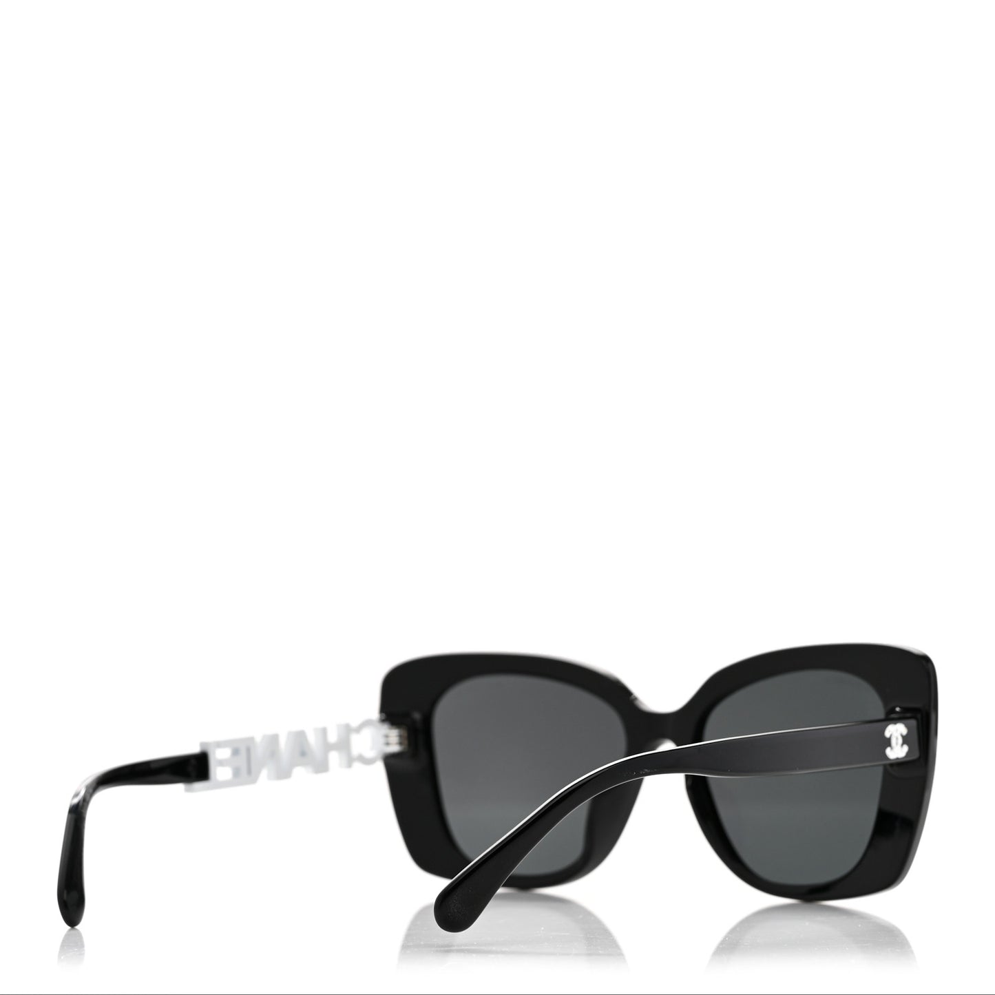 Acetate Strass Square Sunglasses 5422-B-A Black White