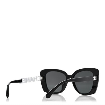 Chanel Acetate Strass Square Sunglasses 5422-B-A Black White 4 of 7