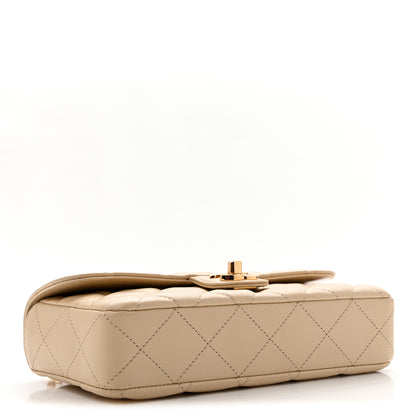 Chanel Lambskin Quilted Small East West Flap Beige 6 of 19