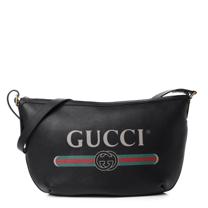 Gucci Grained Calfskin Logo Half Moon Hobo Black 1 of 10